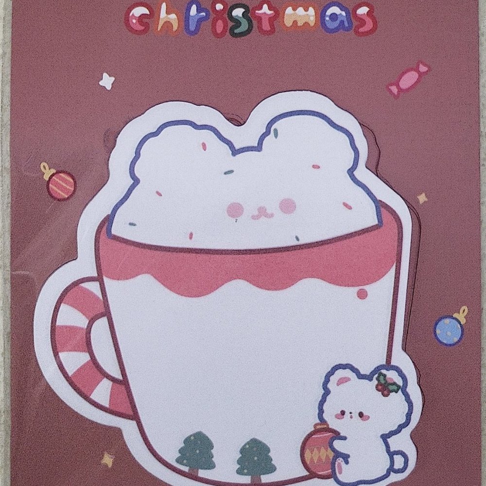 Kawaii Kuma bear Christmas mug sticky note memo pad notepad